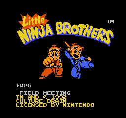 Little Ninja Brothers title screen for NES